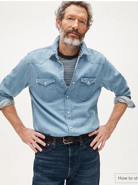 J. Crew Midweight denim western shirt - Light Indigo